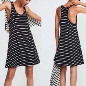 Lou & Grey Black and White Striped Sleeveless Swing Dress